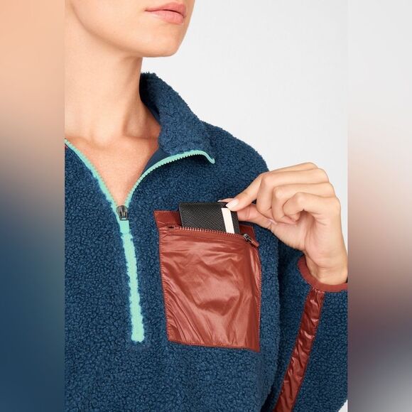 Fabletics Navy Blue Larisa Fleece Pullover Sz Large - Picture 7 of 12